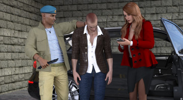 обоя she wolf, 3д графика, фантазия , fantasy, фон, взгляд, девушка