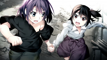 Картинка аниме grisaia+no+kajitsu девушки взгляд фон