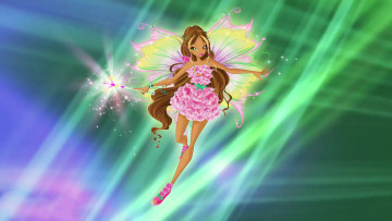 обоя мультфильмы, winx club, фон, девушка, крылья, взгляд