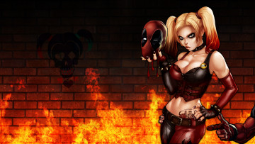 Картинка рисованное комиксы маска голова огонь девушка фон взгляд