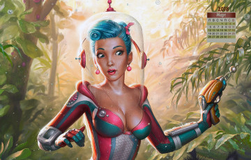 Картинка календари фэнтези девушка 2018 взгляд оружие шлем