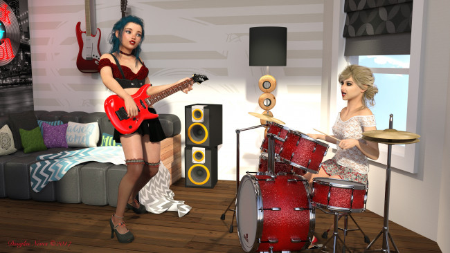 Обои картинки фото 3д графика, люди , people, фон, взгляд, девушки