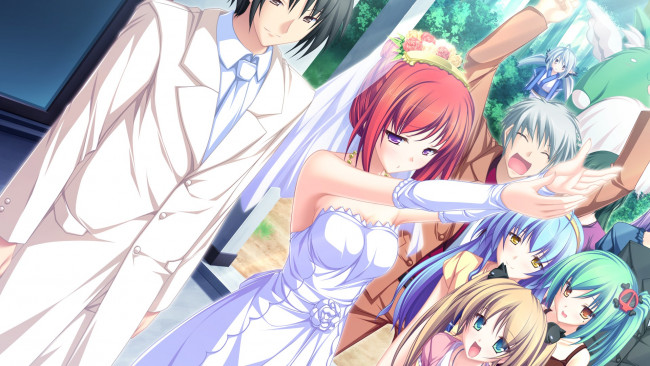 Обои картинки фото аниме, maikaze no melt, девушки, взгляд, фон