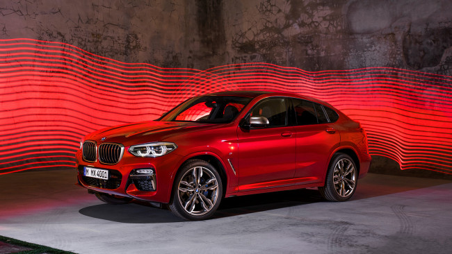 Обои картинки фото bmw x4 m40d 2019, автомобили, bmw, x4, m40d, 2019, red