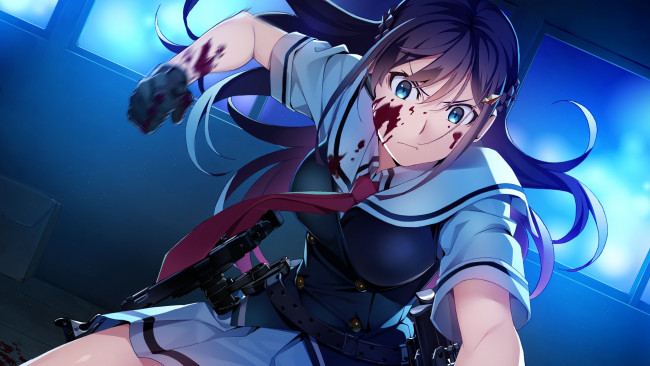 Обои картинки фото grisaia,  phantom trigger, аниме, grisaia no kajitsu, девушка, взгляд, фон
