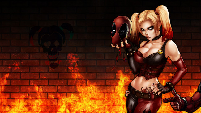 Обои картинки фото рисованное, комиксы, маска, голова, огонь, девушка, фон, взгляд