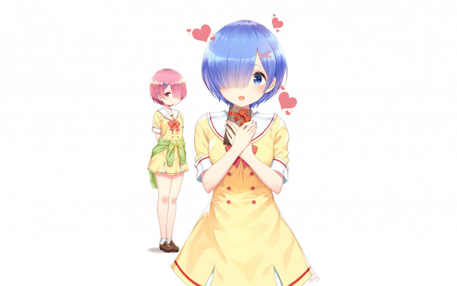 Обои картинки фото аниме, re,  zero kara hajimeru isekai seikatsu, девушка, взгляд, фон