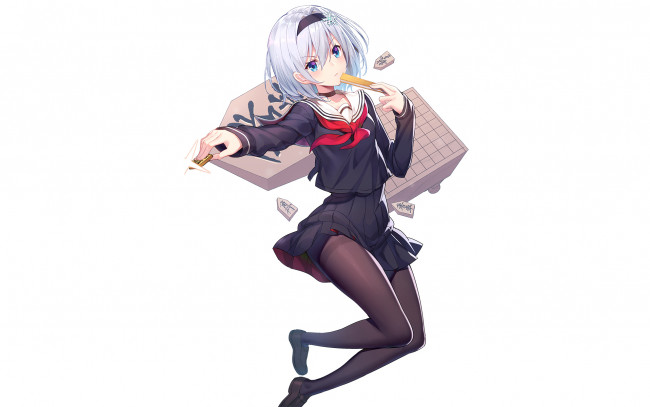 Обои картинки фото ryuuou no oshigoto, аниме, фон, взгляд, девушка