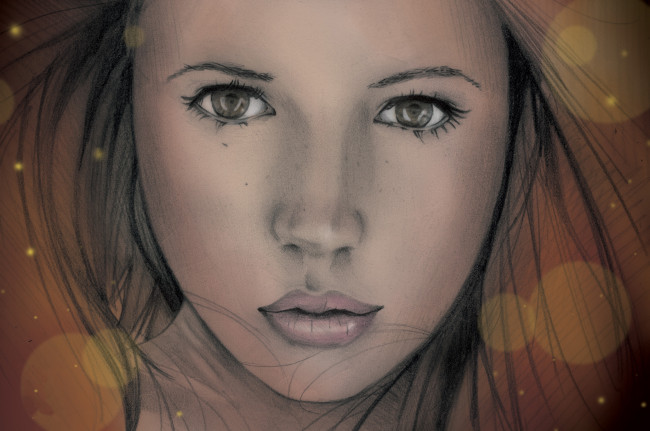 Обои картинки фото рисованное, живопись, взгляд, девушка, фон