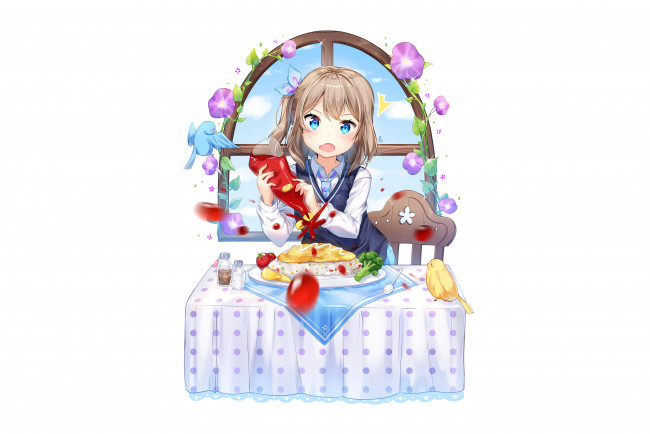 Обои картинки фото аниме, unknown,  другое , девушка, взгляд, фон