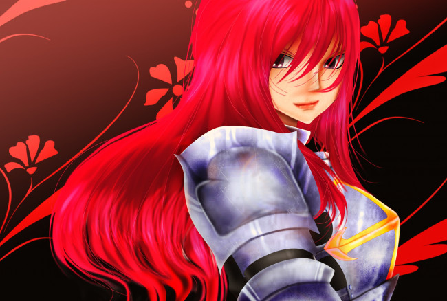 Обои картинки фото аниме, fairy tail, девушка, взгляд, фон