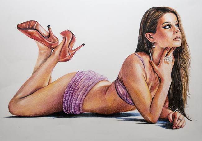 Обои картинки фото рисованное, люди, девушка, фон