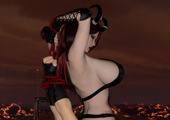 Обои картинки фото 3д графика, существа , creatures, фон, взгляд, девушка