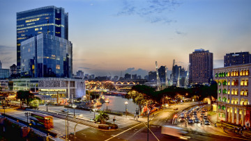 Картинка города сингапур+ сингапур улицы огни парк здания