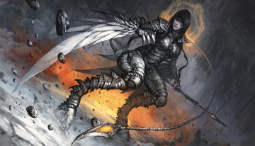 Картинка фэнтези существа девушка фон латы