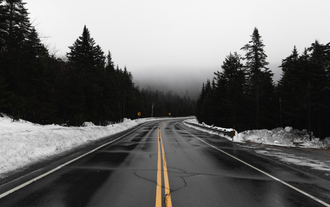 Обои картинки фото природа, дороги, деревья, снег