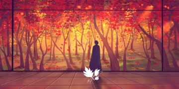 Картинка аниме пейзажи +природа девушка