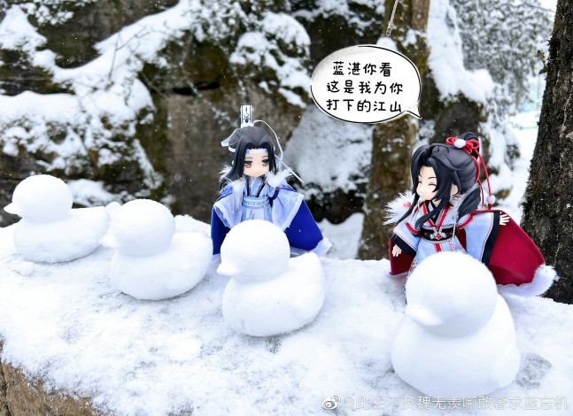 Обои картинки фото разное, куклы, вэй, усянь, лань, ванцзы, снеговики