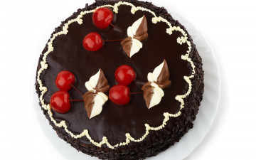 Картинка еда торты шоколадный торт вишни