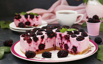 Картинка еда торты чизкейк торт ягоды ежевика