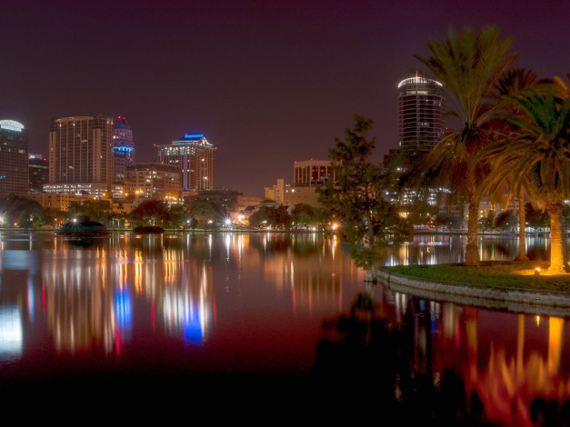 Обои картинки фото orlando, города, огни, ночного