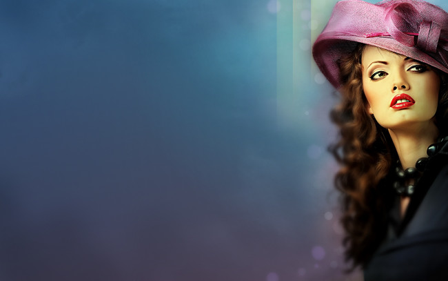 Обои картинки фото _Unsort -НЕ ВЫБИРАТЬ  , девушки, , не, выбирать, бусы, шляпа