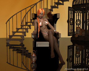 Картинка 3д графика people люди лесница девушка