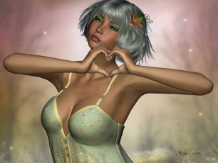 Картинка 3д графика people люди девушка цветок волос