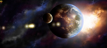 Картинка космос арт земля планеты галактика