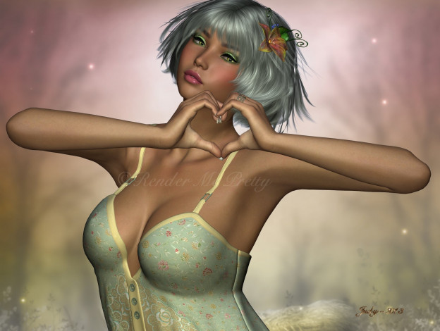 Обои картинки фото 3д, графика, people, люди, девушка, цветок, волос