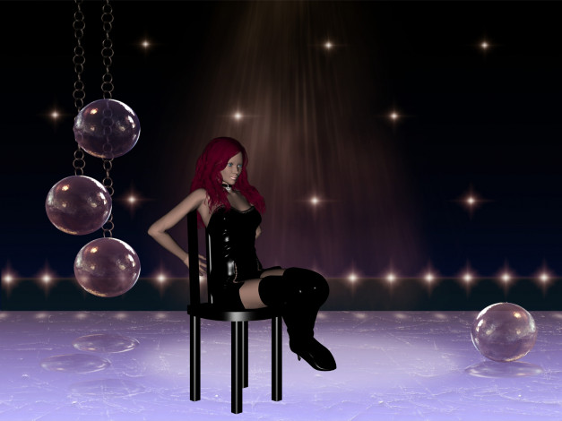 Обои картинки фото 3д, графика, people, люди, девушка, стул