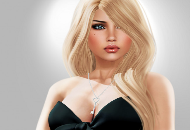 Обои картинки фото 3д, графика, portraits, портрет, блондинка, волосы