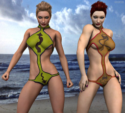 Картинка 3д+графика people+ люди купальник море девушки