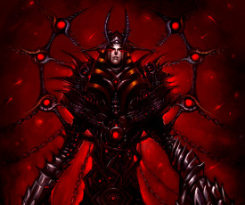 Картинка фэнтези демоны красное монстр рога