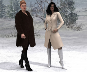 Картинка 3д+графика people+ люди снег девушки