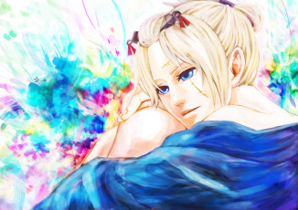 Картинка аниме gintama шрам улыбка tsukuyo девушка краски