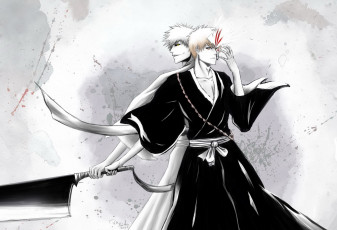 Картинка аниме bleach фон арт парени наряд оружие бой воин