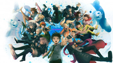 Картинка аниме danganronpa дети люди девушки парни толпа
