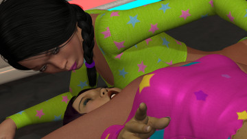 Картинка clashing+at+the+promo 3д+графика fantasy+ фантазия девушки драка