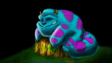 Картинка существо рисованные минимализм хвост синий monsters inc