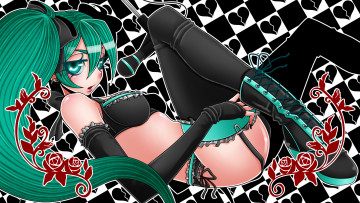 Картинка vocaloid аниме стиль девушка hatsune miku art легкая эротика