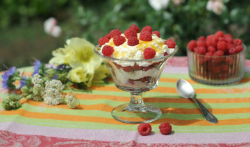 Картинка еда мороженое +десерты творожок малина