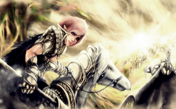 Картинка фэнтези эльфы копьё эльф эльфийка девушка конь