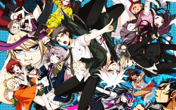 Картинка аниме danganronpa дети люди девушки парни толпа
