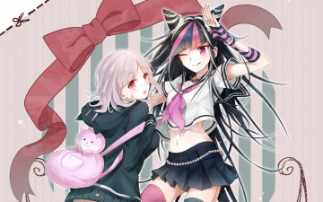 Картинка аниме danganronpa девочки бант mioda+ibuki nanami+chiaki