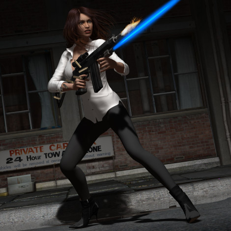 Обои картинки фото scarlet, 3д графика, fantasy , фантазия, оружие, девушка