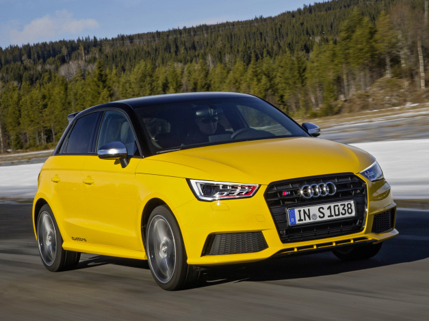 Обои картинки фото автомобили, audi, желтый, 2014г, sportback, s1