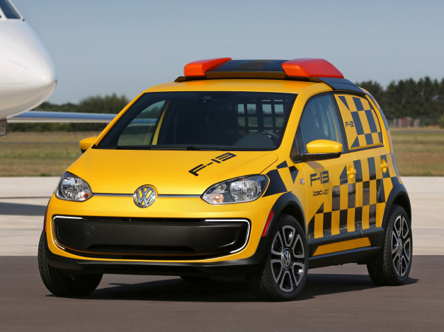 Обои картинки фото автомобили, volkswagen, желтый, 2013г, concept, e-load, up
