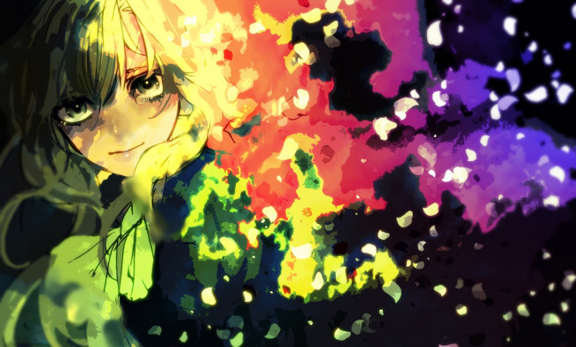 Обои картинки фото аниме, ib, suwako, арт, слезы, краски, mary, nakasuwa, девушка