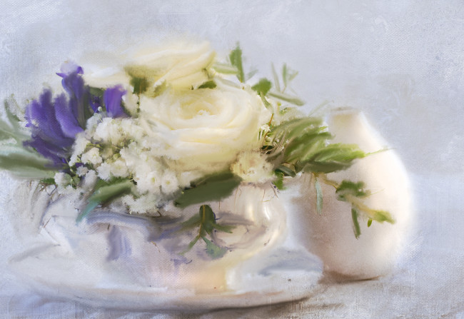 Обои картинки фото рисованные, цветы, ваза, фон